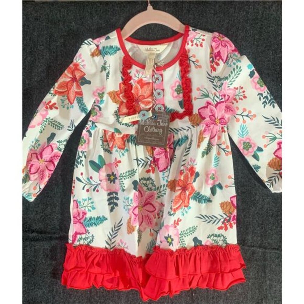 Matilda Jane Girls Dress 18-24m Floral Ruffle Long Sleeve Button‎ Front